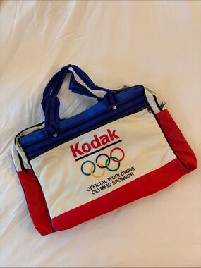 Rare 1984 Kodak White Red & Blue Olympic Duffle